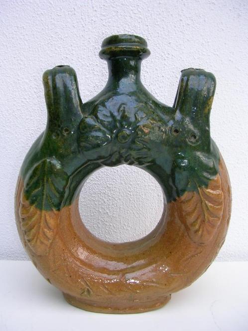 19e eeuwse ringkruik, veldfles, siervaas, kruik, Frankrijk, Antiek en Kunst, Antiek | Vazen, Ophalen of Verzenden