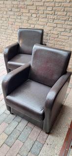 2 lederen stoelen, Ophalen, Gebruikt, 75 tot 100 cm, Leer