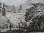 Dubbelgravure Hezelpoort Nijmegen Hezelstraat Spilman 1732, Antiek en Kunst, Kunst | Etsen en Gravures, Verzenden
