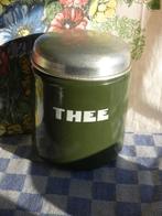 oude emaille theebus/ voorraadbus Thee/ donkergroen email, Antiek en Kunst, Antiek | Emaille, Ophalen of Verzenden