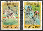 Zambia 1992 Olympische Spelen judo wielrennen hoogste waarde, Postzegels en Munten, Postzegels | Afrika, Zambia, Verzenden, Gestempeld