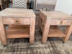 2 teak houten salontafeltjes 50x50cm, Huis en Inrichting, Tafels | Salontafels, 50 tot 100 cm, Teakhout, Ophalen of Verzenden
