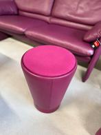 Leolux Barillo Kruk Bijzettafel Paars Roze Leer design, Huis en Inrichting, Minder dan 55 cm, Leolux, Rond, Ophalen of Verzenden