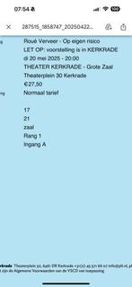 2 tickets voor Roue Verveer - Op eigen Risico, Tickets en Kaartjes, Theater | Cabaret en Komedie, Twee personen, Mei