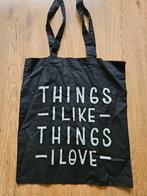 Zwarte Canvas Tas - Things I Like, Ophalen of Verzenden, Gebruikt, Zwart, Shopper