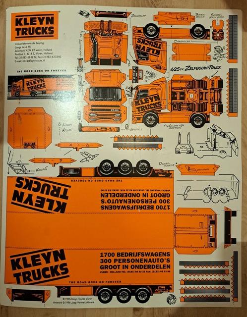 Vintage bouwplaat vrachtauto Kleyn trucks 1996 bouw je truck, Verzamelen, Automerken, Motoren en Formule 1, Zo goed als nieuw