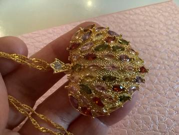 Zeer mooi nieuw Kettinghanger hart met ketting edelstenen beschikbaar voor biedingen