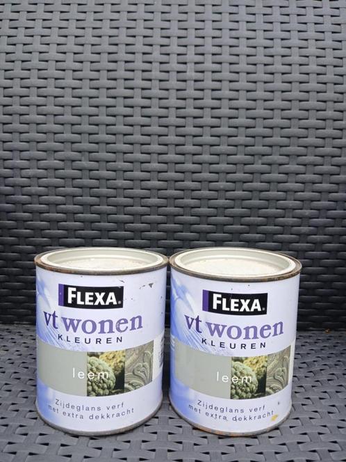 2 blikken Flexa vt wonen leem 0.75 Liter, Doe-het-zelf en Verbouw, Verf, Beits en Lak, Nieuw, Verf, Minder dan 5 liter, Ophalen of Verzenden