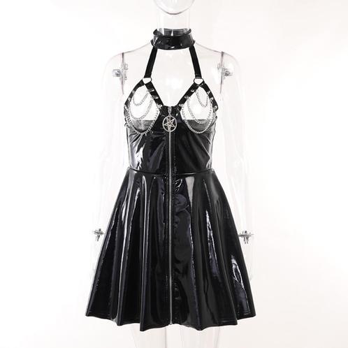 Zwarte kunstleren gothic jurk dames vrouwen wetlook lakleer, Kleding | Dames, Jurken, Nieuw, Zwart, Boven de knie, Verzenden