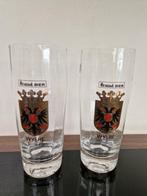 2 bierglazen BRAND BIER met gemeentewapen WIJLRE, Ophalen of Verzenden, Zo goed als nieuw, Glas of Glazen, Brand