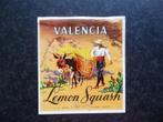 drank etiket Valencia  Lemon Squash       F, Verzamelen, Ophalen of Verzenden, Gebruikt, Overige typen