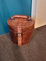 Vintage hout met leer bekleed opbergdoos/koffertje., Antiek en Kunst, Ophalen of Verzenden