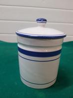 voorraadpot wit met blauwe randen aardewerk, Ophalen of Verzenden