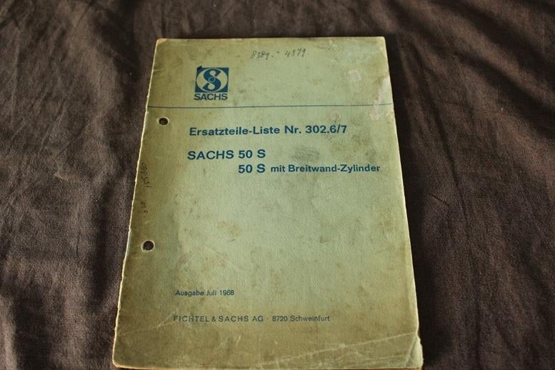 Sachs 50 50S Breitwand 5 gang 1968 ersatzteile liste, Ophalen of Verzenden, Gebruikt