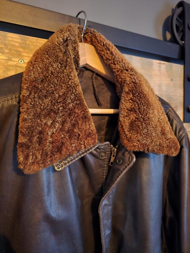 Leren heren pilotenjack, Kleding | Heren, Jassen | Winter, Gedragen, Maat 52/54 (L), Bruin, Ophalen