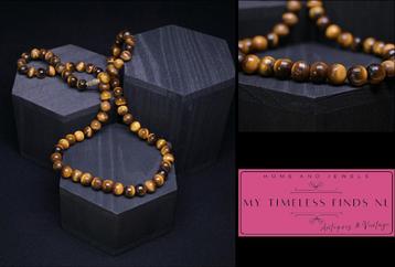 Lange vintage tijgeroog ketting met vat sluiting - K3FLH-P6Z beschikbaar voor biedingen