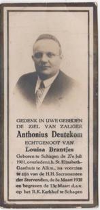 Anthonius Deutekom 1901 Schagen + 1938 Alkmaar, 36 jaar, Verzenden