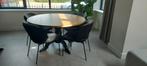 Rofra tafel rond hout met zwarte chique poot, Huis en Inrichting, Tafels | Eettafels, Rond, Gebruikt, Ophalen of Verzenden