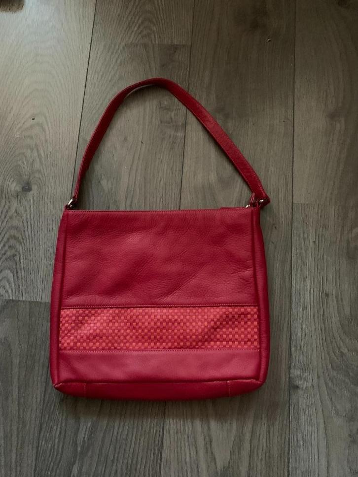 Mywalit lederen dames schoudertas(nr.14 D7), Sieraden, Tassen en Uiterlijk, Tassen | Damestassen, Gebruikt, Schoudertasje, Rood