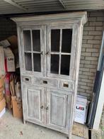 Buffetkast wit/greywash met glazen deuren, Ophalen, Gebruikt, 100 tot 150 cm, Met lade(s)