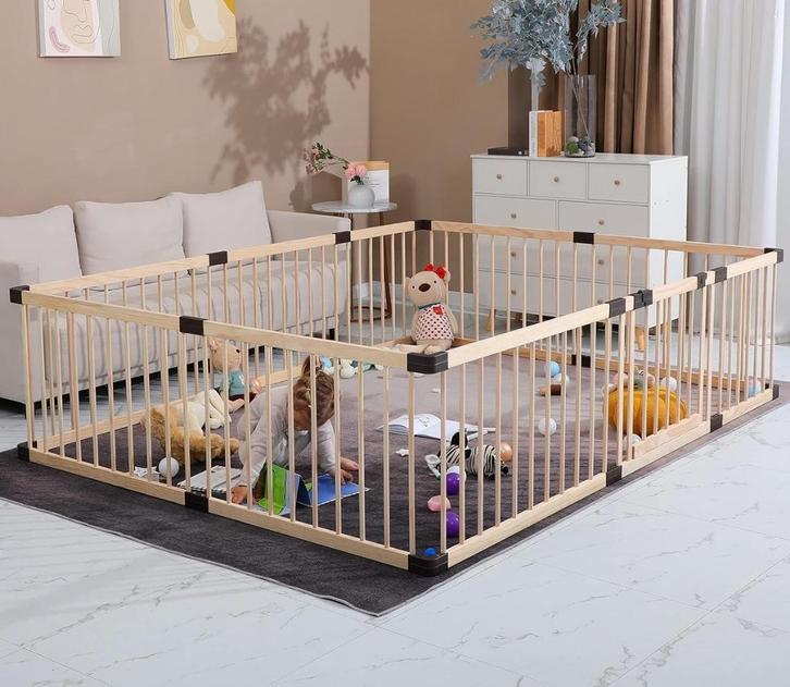 Lucellia Houten Grondbox – 180x200x68 cm, Kinderen en Baby's, Boxen, Zo goed als nieuw, Vierkant, Ophalen of Verzenden