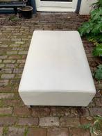 Linteloo Hocker Voetenbank Ivoorkleur leer zgan, Ophalen, Metaal, 75 tot 100 cm, Zo goed als nieuw