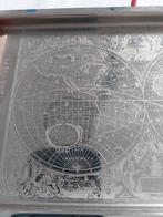 Edelstalen dienblad met wereldkaart + eierdopjes, Ophalen of Verzenden, Gebruikt, Rechthoekig, Metaal