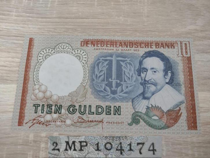 Zeldzaam replacement biljet 10 gulden Hugo de Groot, 1953, Postzegels en Munten, Bankbiljetten | Nederland, 10 gulden, Ophalen of Verzenden
