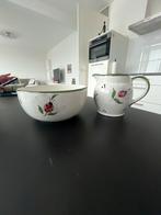 Kom en water kan met lieveheersbeestjes - Handgeschilderd, Huis en Inrichting, Keuken | Servies, Ophalen, Keramiek, Zo goed als nieuw