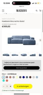 !!ALLES MOET WEG!! Naduvi Hoekbank Nina lichtblauw van 999, Niet ingevuld, 250 tot 300 cm, 150 cm of meer, Niet ingevuld