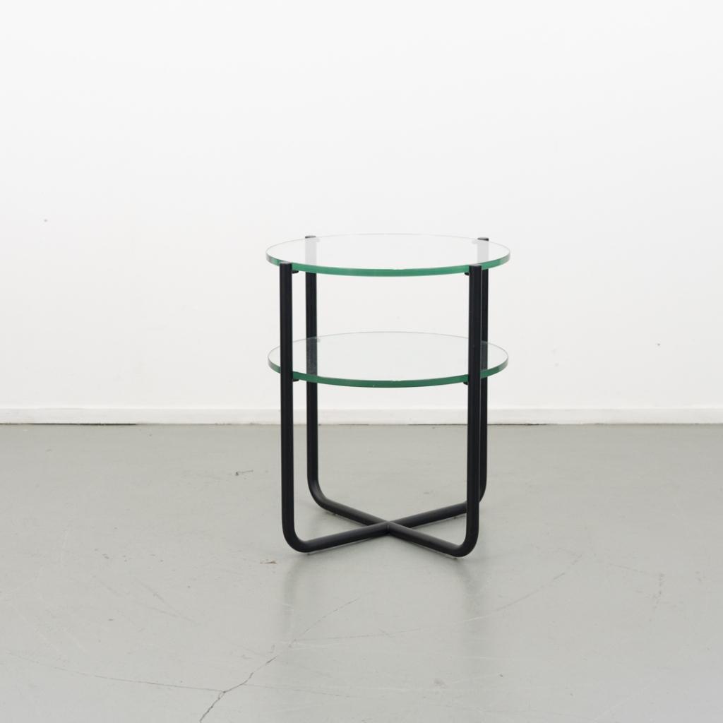 4 Gispen koffie tafel 423 Zwart  H 60 x Rond 50 cm, Minder dan 55 cm, Nieuw, Ophalen of Verzenden, Glas
