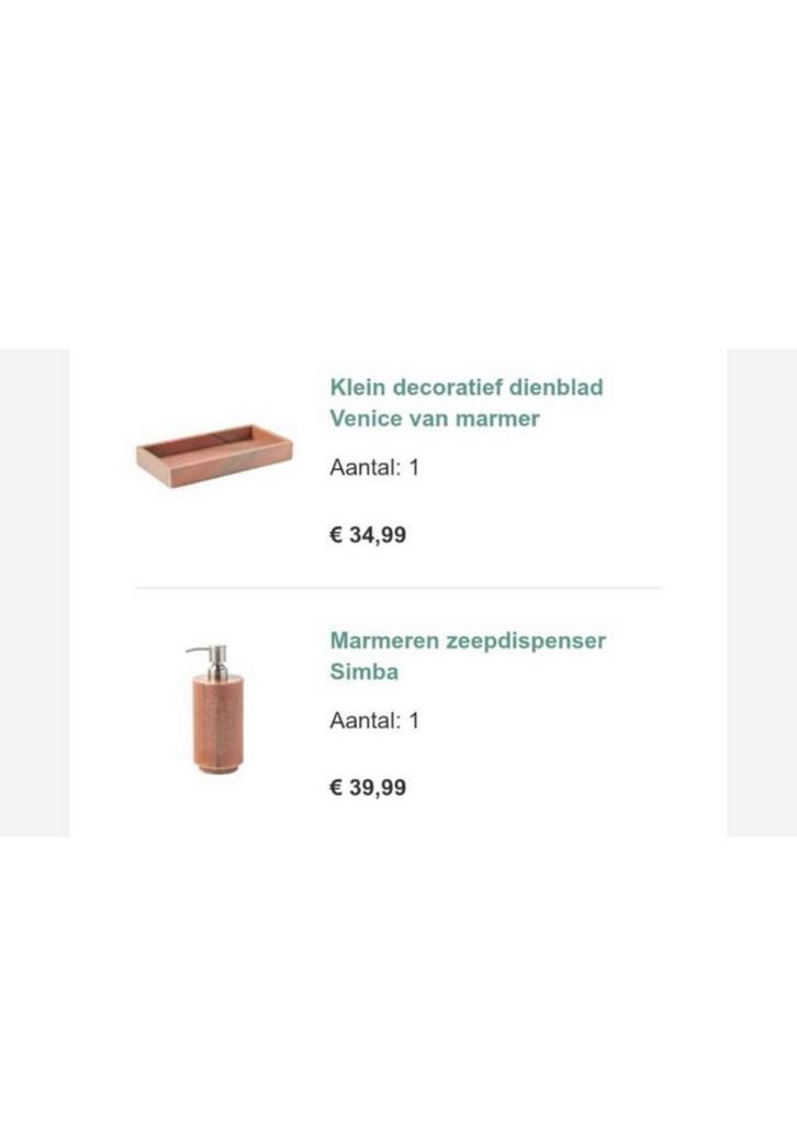 Westwing zeepdispenser en dienblad van marmer, Verzenden, Overige kleuren, Overige typen