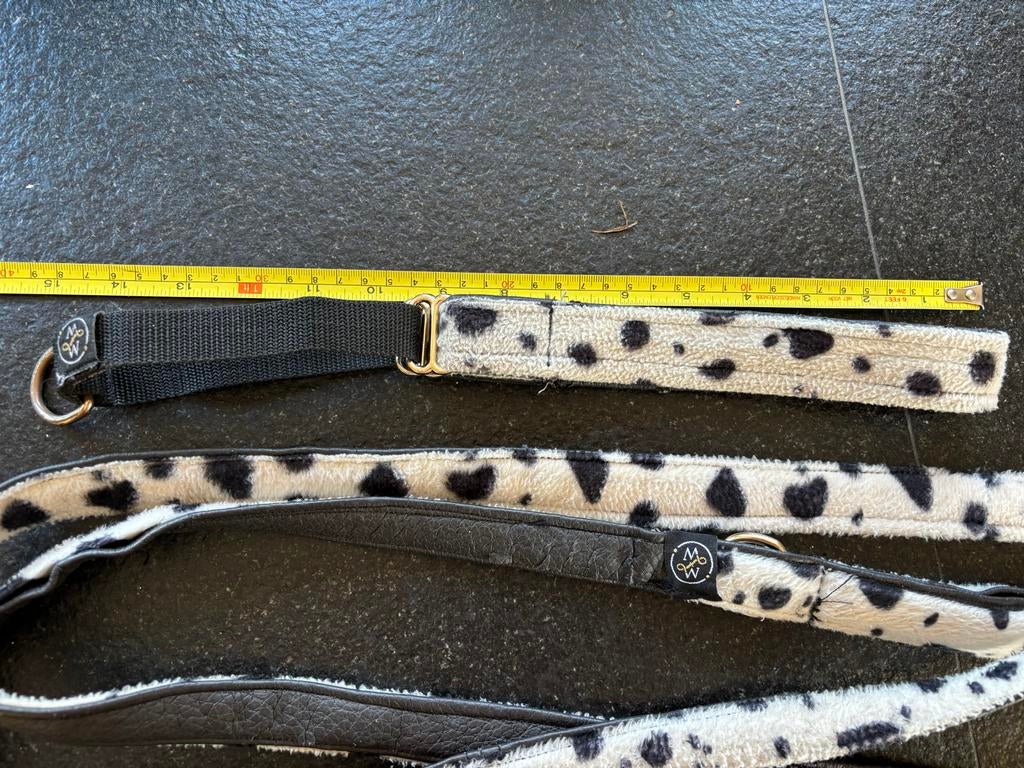 Hele leuke hondenriem en halsband  dalmatier print, Dieren en Toebehoren, Ophalen of Verzenden, Zo goed als nieuw, Hondenriem