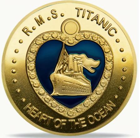 goudkleurige herinneringsmunt Titanic in doosje 4cm, Verzenden, Nederland, Munten