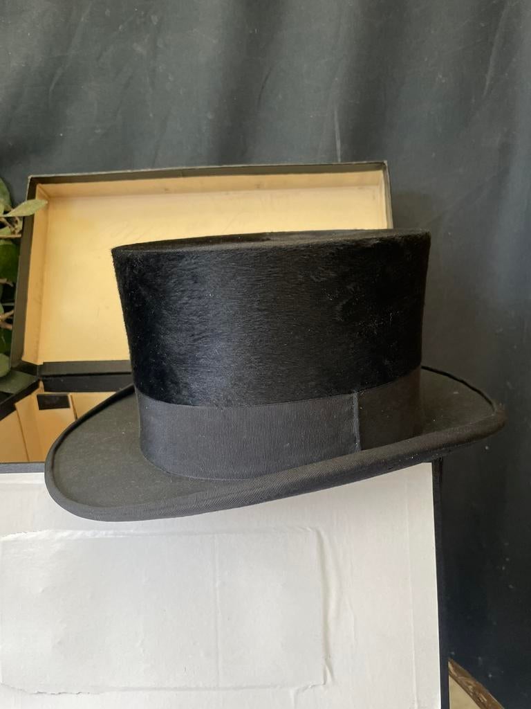 Hoge hoed met doos, Hoed, Ophalen of Verzenden, 57 cm (M, 7⅛ inch) of minder, Empire