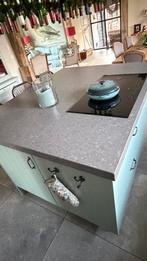Aanrecht en kooleiland blad met fornuis en gootsteen, Hoekkeuken, Ophalen of Verzenden, Zo goed als nieuw, Kunststof