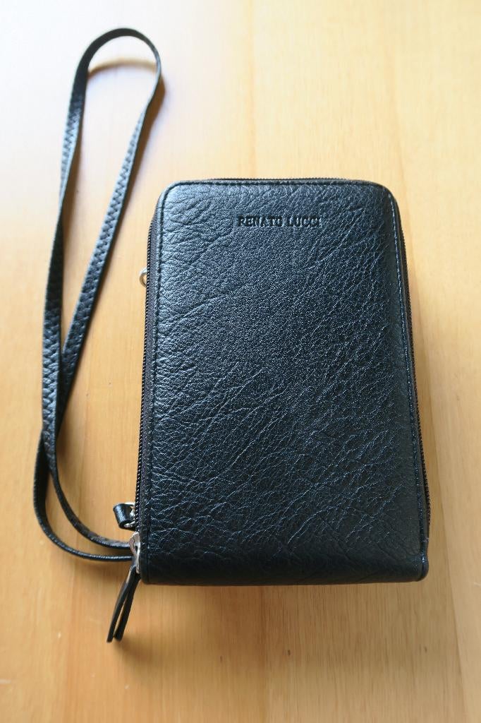 Renato Lucci telefoontasje met portemonnee functie, Ophalen of Verzenden, Zo goed als nieuw, Zwart, Leer