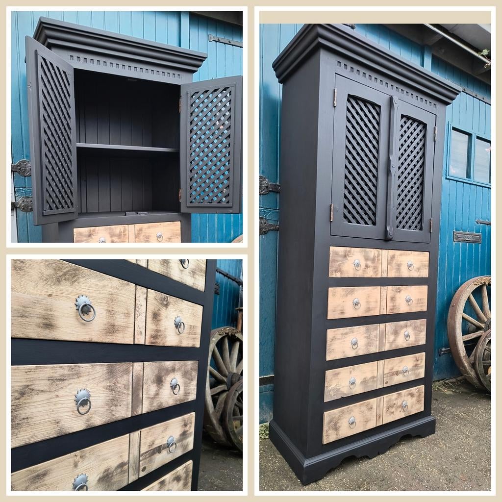 Kledingkast gevlochten teakhout, Met deur(en), Muppetsmeubels@gmail.com, Middenhof 41 Rilland, Teakhout
