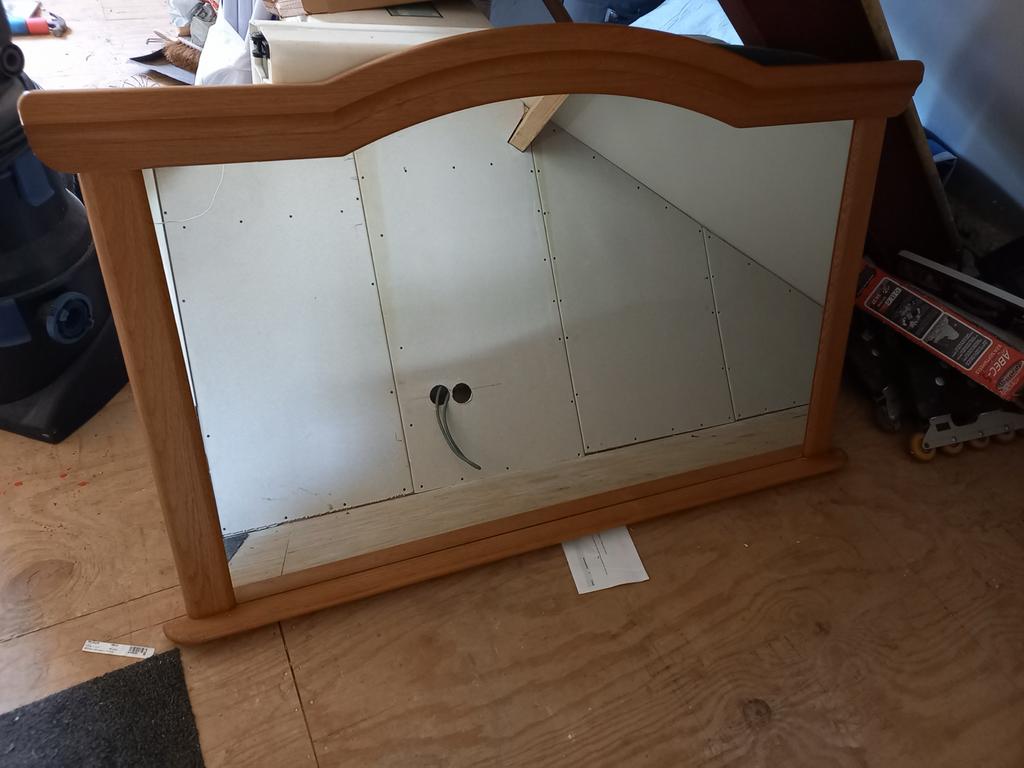 Grote spiegel met blank eiken houten omlijsting, Huis en Inrichting, Woonaccessoires | Spiegels, Ophalen, Gebruikt, Rechthoekig