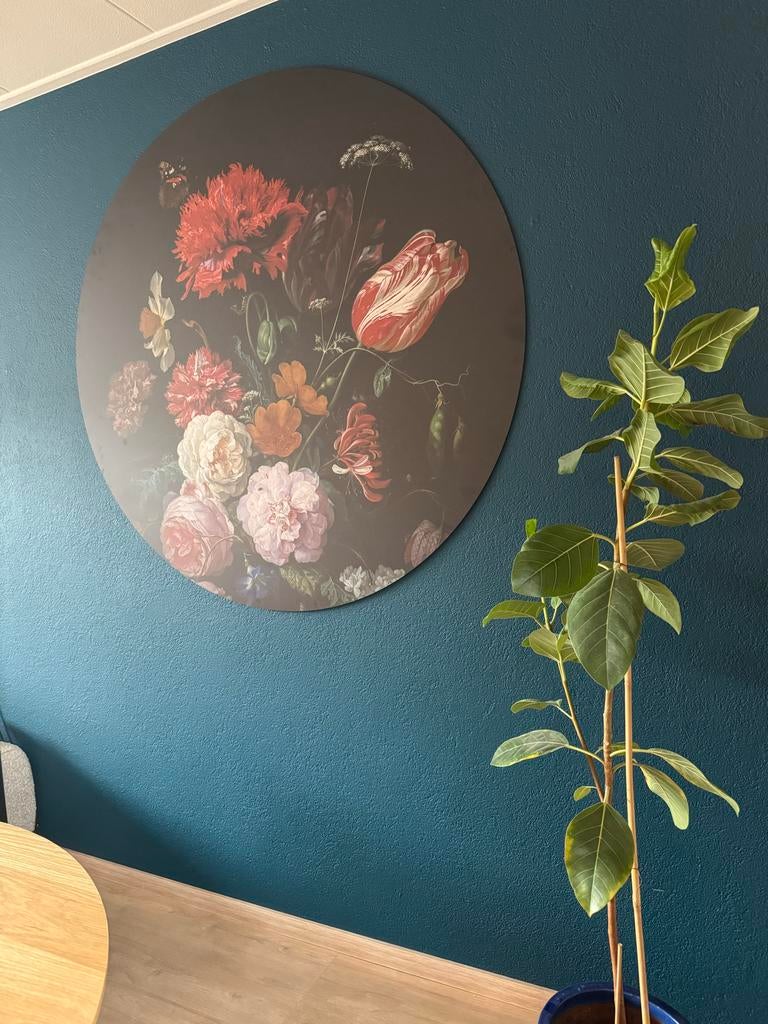 Muurcirkel stilleven bloemen, zo goed als nieuw, Ophalen, Zo goed als nieuw
