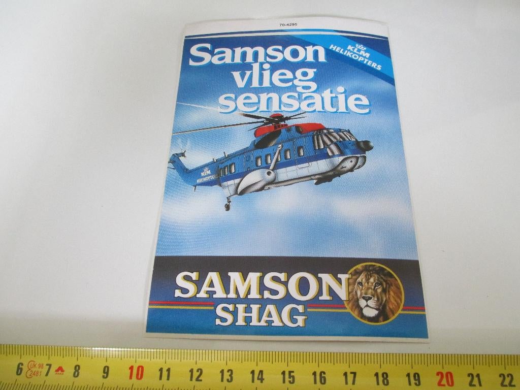 sticker SAMSON SHAG  KLM Helikopters vlieg sensatie *, Verzamelen, Ophalen, Zo goed als nieuw