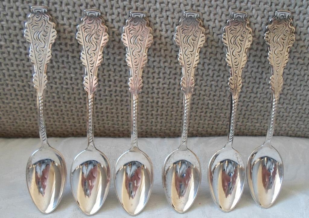 6 Lepeltjes Biedermeier. Juw. Remarkt Leeuwarden. Verzilverd, Verzilverd, Ophalen of Verzenden, Zo goed als nieuw, Metaal