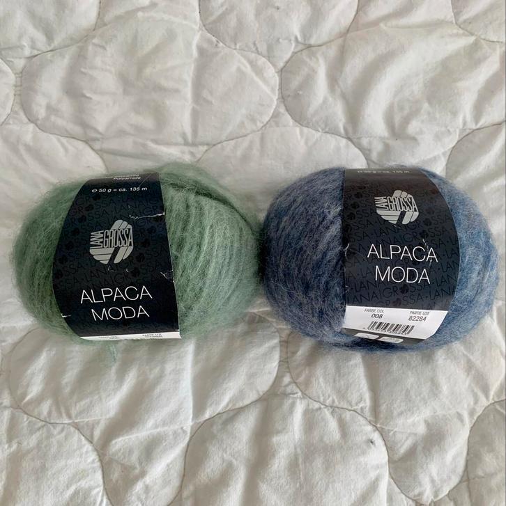 Lana Grossa Alpaca Moda Wol - Groen en Blauw, Hobby en Vrije tijd, Breien en Haken, Zo goed als nieuw, Breien of Haken, Wol of Garen