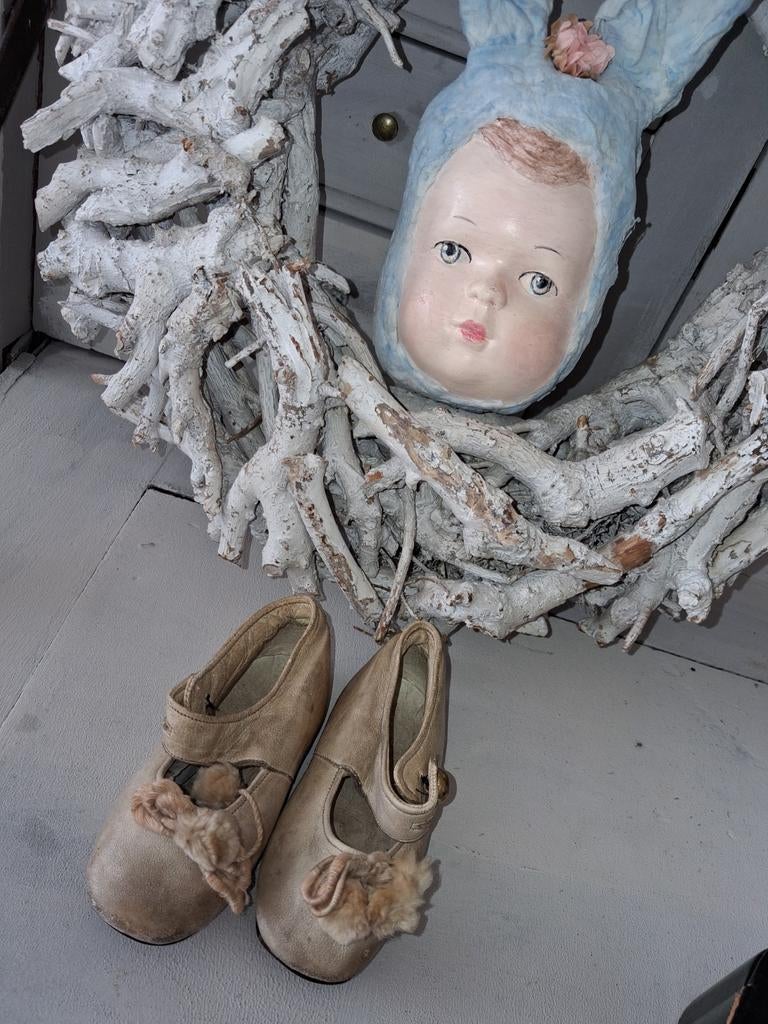 Victoriaanse leren baby schoentjes, Antiek en Kunst, Ophalen of Verzenden