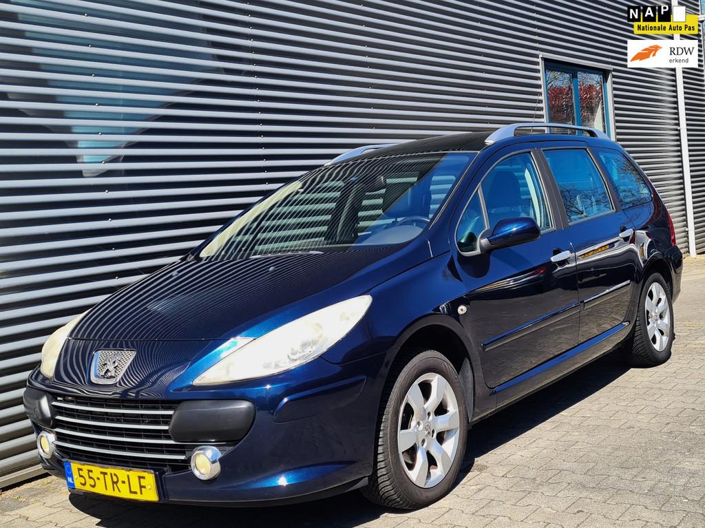 Peugeot 307 SW 2.0-16V Premium 01-2007 Blauw Metallic, Auto's, 730 kg, Gebruikt, Zwart, 4 cilinders