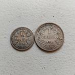 Duitsland 1/2 mark 1905 en 1 mark 1907 - zilver, Ophalen of Verzenden, Duitsland, Zilver