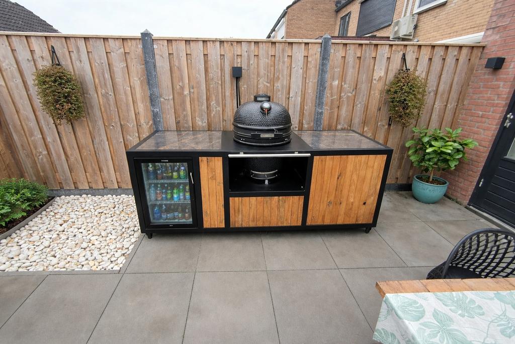 Luxe Stalen Buitenkeuken met Geïntegreerde Koelkast, Ophalen, Nieuw, Houtskool, Vrijstaand