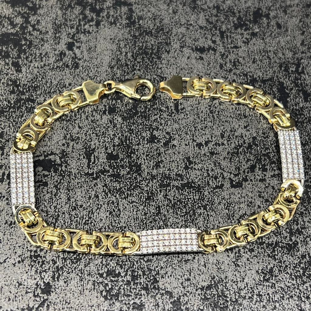 14 karaat gouden armband platte koningsschakel massief, Ophalen of Verzenden, Nieuw, Goud