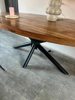 Is stevig hout, Zo goed als nieuw, Vijf personen of meer, Ovaal, 50 tot 100 cm