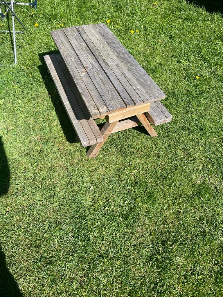 kinder picknick bankje gratis ophalen, Tuin en Terras, Picknicktafels, Gebruikt, Rechthoekig, Hout, Ophalen